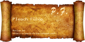 Plesch Fülöp névjegykártya